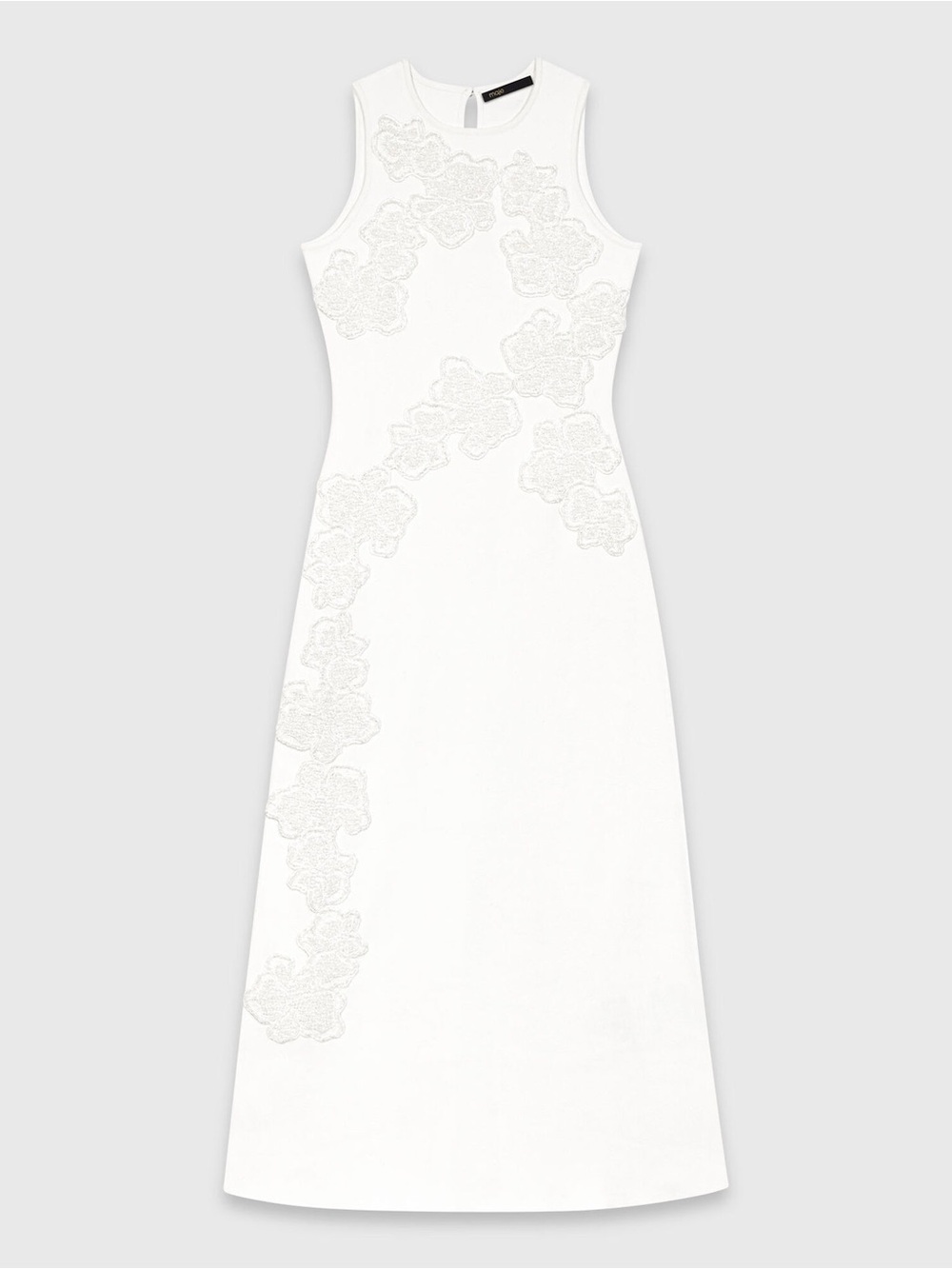 Maje White Embroidered A-Line Dress